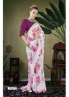 Dhaani By Vallabhi White Daily Wear Printed Georgette Sarees Wholesale Shop In Surat